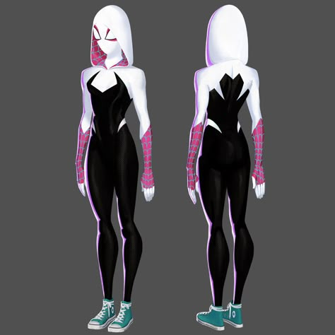 Gwen Stacy Atsv Reference, Spidergwen Reference, Spidergwen Costume, Spiderwoman Costume, Gwen Stacy Across The Spiderverse, Spiderverse Style, Gwen Stacy Spiderverse, Spidergwen Spiderverse, Spidergwen Cosplay