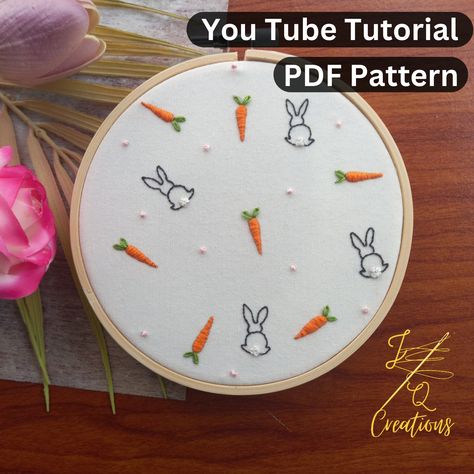 Step By Step Embroidery, Easter Minis, Embroidery Pattern Floral, Cute Embroidery Patterns, Easter Embroidery Patterns, Mini Embroidery, Bunny Embroidery, Easter Embroidery, Valentine Projects