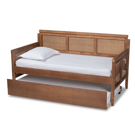 Baxton Studio Toveli Light Brown Twin Daybed Style Daybed, Sofa Daybed, Rattan Daybed, Wood Daybed, Studio Furniture, Daybed With Trundle, Bed Dimensions, Baxton Studio, Trundle Bed