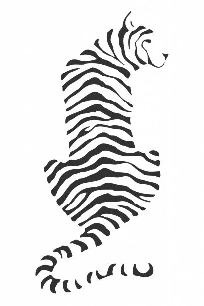 Black and white illustration of a sitting tiger showing off his lovely stripes clipart isolated on white background Tiger Stencil, Fierce Tattoo, Tiger Silhouette, Art Tigre, Tiger Drawing, Tiger Illustration, Animal Stencil, Soyut Sanat Tabloları, Tiger Art