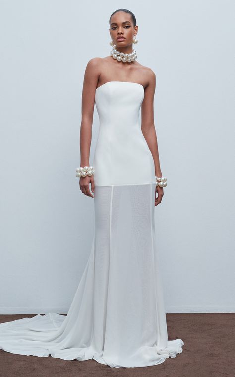 Women's Ila. Pre Fall 2024 Collection | Moda Operandi Beach Bridal Outfit, Minimal Wedding Dresses, Dress Editorial Photography, Pearl White Dress, Moda Operandi Dress, Casual Bride, 2nd Wedding Dresses, Minimal Wedding Dress, Dream Wedding Ideas Dresses