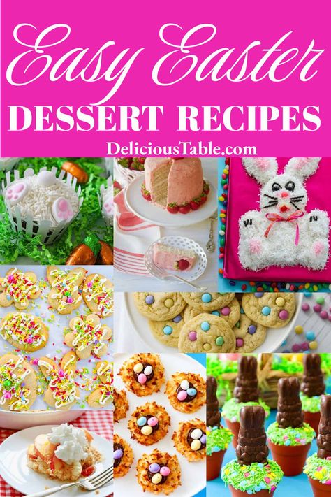 These Easter dessert recipes are delicious and downright adorable for Sunday dinner after church. Choose from bright and happy cupcakes, a bunny cake, a fruit pie, and more. Because everyone always remembers dessert. There are recipes for  Easter Cookies, a Bunny Cake, Coconut Macaroons, Raspberry Scones, Lemon Bars, Strawberry Cake, Easter Bunny Butt Cupcakes, Lemon Buttercream Frosting, Peach Cheesecake, and more! Scones Lemon, Easter Food Recipes, Cupcakes Coconut, Easter Dessert Ideas, Cupcakes Lemon, Shot Glass Desserts, Best Easter Recipes, Desserts Easter, Easy Easter Recipes