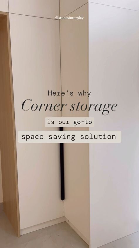 Studio Interplay | We love adding corner cabinets to maximize the available space in our projects. Here’s why you should go for corner storage⬇️… | Instagram Corner Hall Storage, Corner Cabinet Ideas Hallway, Corner Cabinet Hallway, Corner Shoe Storage Ideas, Office Wardrobe Design Storage, Corner Coat Closet Ideas, Corner Built In Storage, Hallway Corner Storage, Laundry Room Corner Ideas