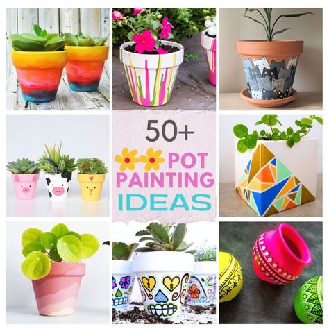 50+ Easy Flower Pot Painting Ideas - Best Ideas for 2024 Easy Flower Pot Painting Ideas, Flower Pot Painting Ideas, Flower Pot Painting, Pot Painting Ideas, Chalkboard Flowers, Old Pots, Unique Flower Pots, Black Chalk Paint, Pot Painting