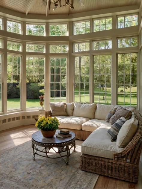 10 Sunroom Windows Ideas: Modern and Traditional Designs - Homezillo All Window Sunroom, Windows Ideas Modern, Sunroom Bedroom Ideas, Sunroom Dining Room Ideas, Shower Wet Room, Tiny Lake House, Glass Addition, Solarium Room, Mini Lounge