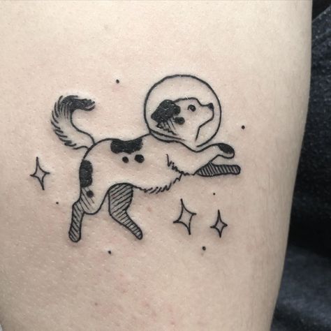 Aesthetic Tattoo Ideas, Funky Tattoos, 4 Tattoo, Space Dog, Cute Little Tattoos, Space Tattoo, Aesthetic Tattoo, Dream Tattoos, Dog Tattoo