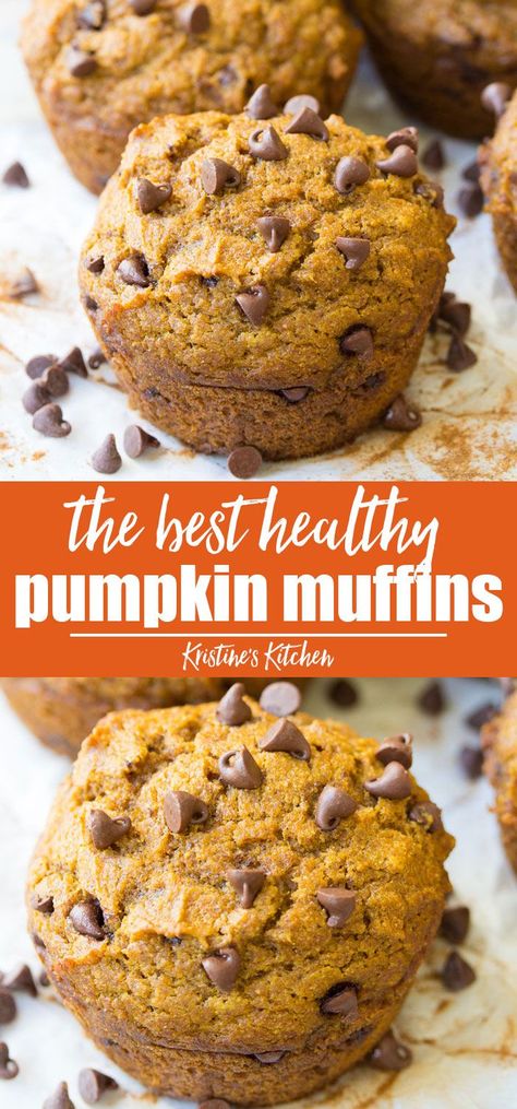 Healthy Muffin Recipes Pumpkin, Skinnytaste Pumpkin Muffins, Healthy Chocolate Chip Pumpkin Muffins, Healthy Pumpkin Muffins Easy, Easy Healthy Pumpkin Dessert, Fall Healthy Recipes, Healthy Pumpkin Chocolate Chip Muffins, Easy Pumpkin Muffins, Healthy Pumpkin Muffins