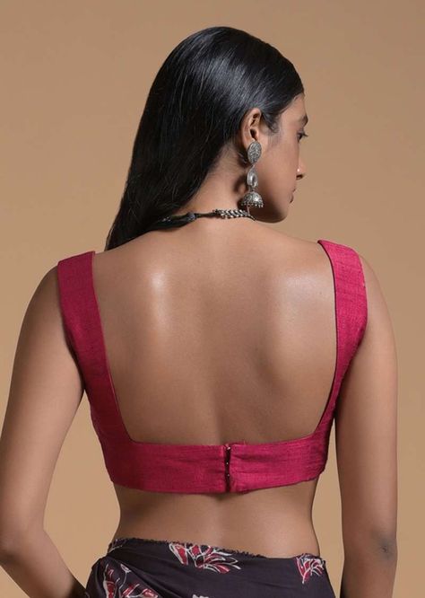 Blouse Designs Latest Sleeveless, Silk Sari Blouse, Square Neckline Blouse, Ready Made Blouse, Latest Saree Blouse, Sleeveless Blouse Designs, Saree Blouses Online, Blouse Indian, Backless Blouse Designs