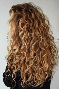 Blonde With Red Brown Lowlights, Long Blonde Naturally Curly Hair, Honey Brown Hair Curly Natural, Blond Highlights Wavy Hair, Blonde Curly Hair Layers, Curly Brown Hair Blonde Highlights, Light Brown Hair With Caramel Highlights Honey, Wavy Hair Blonde Highlights, Warm Blonde Curly Hair