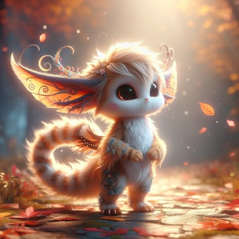 Fantasy Magical Creatures, Fantasy Pets Mythical Creatures, Cute Fantasy Creatures Art, Cute Mystical Creatures, Fantasy Animals Magical Creatures, Cute Mythical Creatures, Cute Fantasy Animals, Fairy Tale Creatures, Fairy Creatures