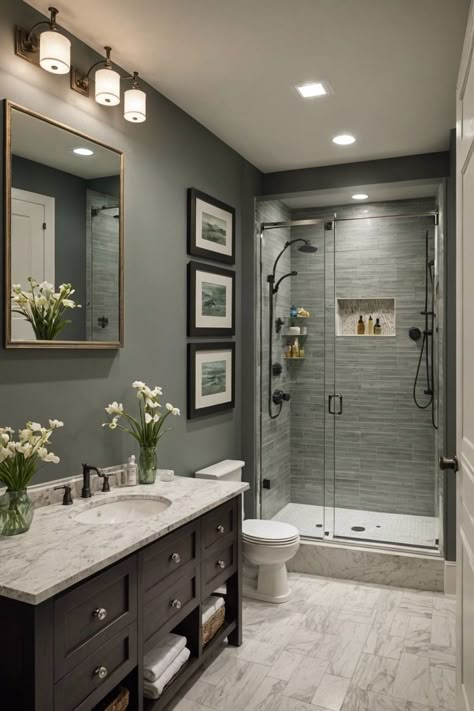 Design Small Bathroom Ideas, Small Master Bath With Shower Only, Small Basement Bathroom Ideas Half Baths, Small Bathroom Renovations Master, Master Bedrooms With Bathrooms, Bathroom Layouts Master, 2nd Bathroom Ideas, Small Master Bath Remodel Ideas, Small Bathroom Ideas With Shower Walk In