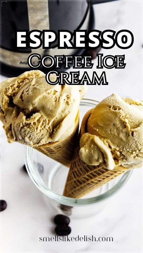 Coffee Ice Cream is the ultimate indulgence for coffee lovers. This  recipe takes a classic to new heights with an ultra-creamy texture by  using sweetened condensed milk. Forget about fussy egg-based custard;  this no-fuss approach delivers a rich and creamy ice cream that's  perfect for any occasion Creami Coffee Ice Cream, Coffee Ice Cream Recipe For Machine, Ice Cream Coffee Recipe, Espresso Ice Cream Recipe, Coffee Gelato Recipe, Homemade Coffee Ice Cream, No Egg Ice Cream Recipe, Kitchen Aid Ice Cream Recipes, Condensed Milk Ice Cream