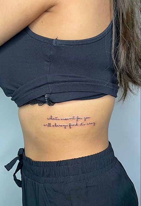 Quote Tattoos For Women Rib, Rib Saying Tattoos For Women, Leg Quote Tattoos Women, Rib Quote Tattoos For Women, Word Rib Tattoos For Women, Shoulder Word Tattoos For Women, Ribcage Tattoos For Women Quotes, Quote Tattoos For Women Placement, Women Rib Tattoos