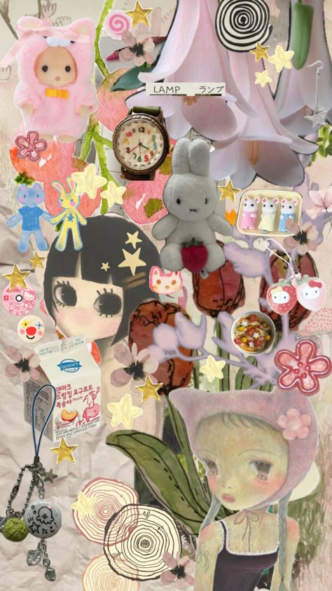 Kawaii Vintage, Art Collages, Patterns Wallpaper, Cute Patterns, Vintage Scrapbook, Cute Patterns Wallpaper, Phone Stuff, A Collage, Pink Wallpaper