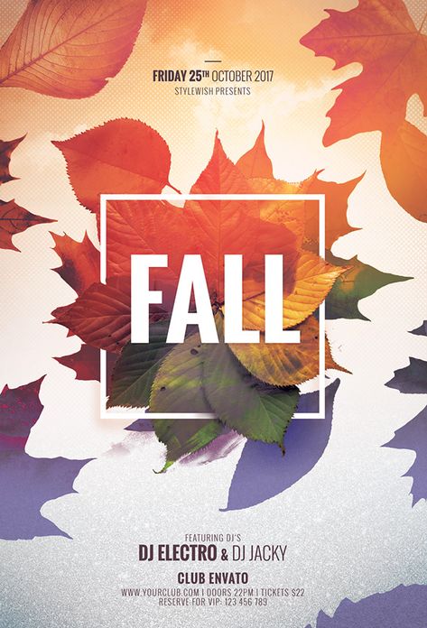 Autumn Poster Designs on Pantone Canvas Gallery Cool Poster Designs, Newsletter Layout, Autumn Poster, Flyers Design, Party Flyer Template, Halloween Flyer, Fall Graphic, Christmas Flyer, Psd Flyer Templates