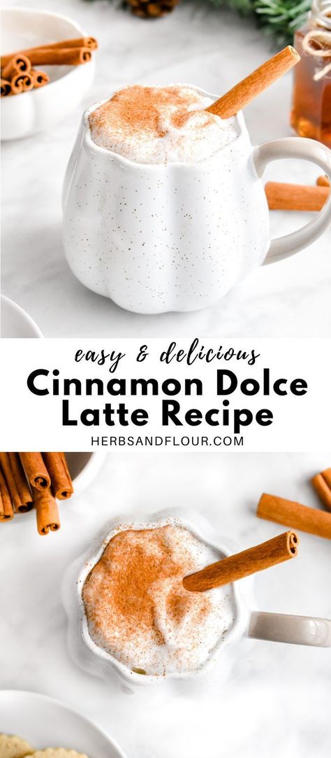 This simple Cinnamon Dolce Latte recipe makes it easy and convenient to make this Starbucks favorite at home any time you want. Made with simple ingredients, this cozy coffee drink can be made throughout the colder months at a fraction of the cost! Homemade Vanilla Cinnamon Milk Tea, Easy Latte Recipe, Cinnamon Latte Recipe, Cinnamon Dolce Latte Recipe, Cinnamon Simple Syrup, Cinnamon Dolce Syrup, Cinnamon Dolce Latte, Drinks Recipe, Coffee Board