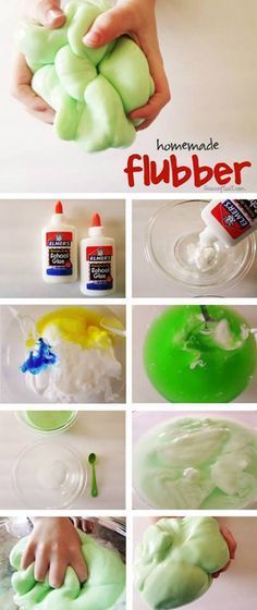 Homemade Fubber/Gak ...i found that is best to use warm/hot water for both the glue mixture and borax mixture...makes the end product a bit more stretchy and slimy without the stickiness. #Flubber #DIY Borax Recipes, Flubber Recipe, Silly Putty, Diy Slime, Fun Craft, Cool Ideas, Science Experiments, Crafts To Do, Craft Activities