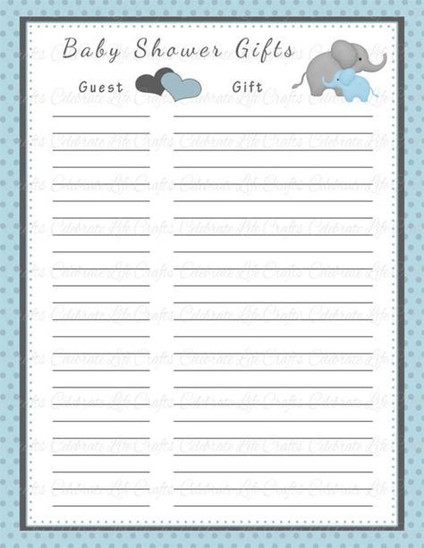 Baby Shower Gift List Template – 8+ Free Word, Excel, PDF Format Download! | Free & Premium Templates Baby Shower Gift List, Baby Shower Party Gifts, Baby Shower Pictures, Elephant Baby Shower Theme, Free Baby Shower, Trendy Baby Shower Ideas, Elephant Baby Showers, Baby Shower Gifts For Boys, Baby Shower Planning