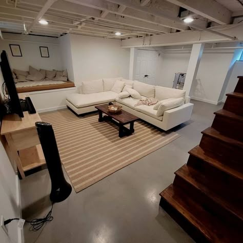 #diy #homedecor #basementrenovation Brighten Up A Basement, Cheap Basement Remodel, Basement Decoration, Unfinished Basement Ideas, Small Basement Remodel, Old Basement, Dream Basement, Basement Remodel Diy, Basement Laundry Room