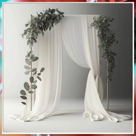 Looking for inspiration for your special day? Check out these stunning wedding arch ideas that will make your ceremony unforgettable. From rustic wooden arches to elegant floral arrangements, find the perfect backdrop for saying "I do." Whether you're planning a boho beach wedding or a classic garden ceremony, these wedding arch ideas are sure to impress. Say "yes" to the perfect wedding arch for your big day! Classy Photo Booth Backdrops, Chiffon Arch Wedding, Wedding Arch Draping Ideas, Arch Draping Wedding, Wedding Arch Curtains, Simple Arch Decor, Minimalistic Wedding Arch, Small Wedding Backdrop, Wedding Arch Drapes