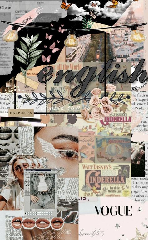 English Subject Cover Aesthetic, English Collage Aesthetic, School Book Covers Aesthetic English, English Wallpaper School Aesthetic, Binder Dividers Aesthetic, Subject Cover Pages Aesthetic Printable, English Subject Wallpaper, Pembatas Binder Aesthetic, Aesthetic English Project Cover Page