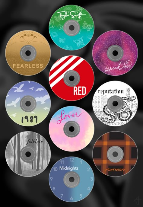 Taylor Swift Eras Wallpaper, Taylors Albums, Eras Wallpaper, Taylor Swift Cds, Taylor Swift Crafts, Cd Poster, Taylor Swift Cd, Cd Idea, Taylor Swift Birthday Party Ideas