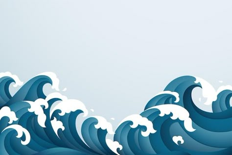 Abstract background with papercut style ... | Premium Vector #Freepik #vector #tide #sea-waves #ocean-waves #japanese-wave Ocean Waves Graphic, Ocean Art Background, Ocean Wave Illustration, Pretty Places Wallpaper, Wave Illustration Design, Cardboard Waves, Sea Waves Drawing, Sea Waves Illustration, Waves Graphic Design