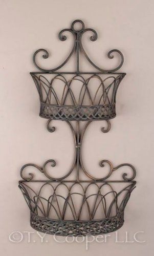 wrought iron double wall basket ironarboretum http www amazon com dp b00f9k2e0a ref cm sw r pi q1s4sb0xg5xa8 decor modern plant hanger