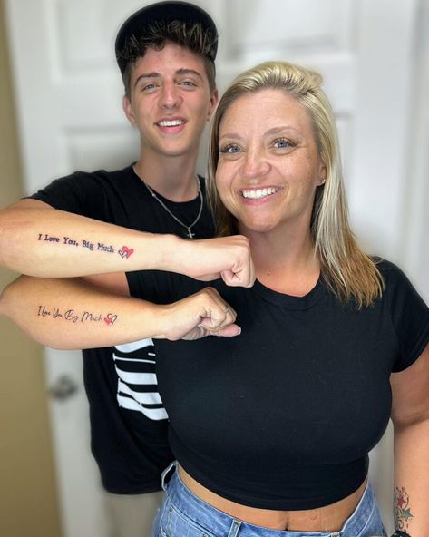 Tattoo Idea For Mother And Son, Mom And Daughter And Son Tattoos, Mum And Son Matching Tattoo, Matching Tattoo Mother Son, Mother Son Small Tattoo, Matching Tattoos For Son And Mom, Tattoo For Son Mother, Small Tattoos For Moms With Sons, Men Tattoos For Mom