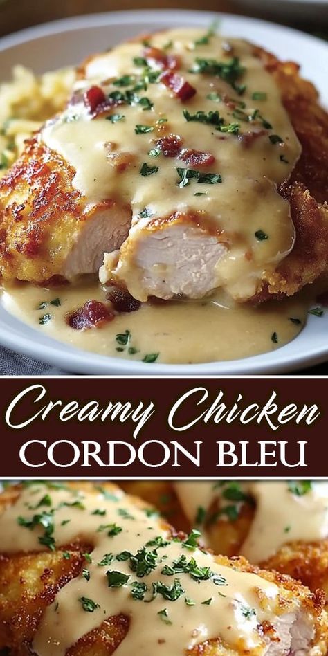 Transform your weeknight dinner with this Quick Creamy Chicken Cordon Bleu! 😋 Creamy, cheesy, and ready to impress your family. 🐔🍴 #SimpleDinners #TastyMeals #ChickenLove Chicken Dinner Entrees, Cheap But Fancy Dinners, Chicken Bleu Cordon, Chicken Milano Recipe, Chicken Cordon Bleu Tetrazzini, Winter Dinner Healthy, Winter Dinner Recipes For Two, Healthy Family Meal Prep, Chicken Breast Ideas Dinner Tonight