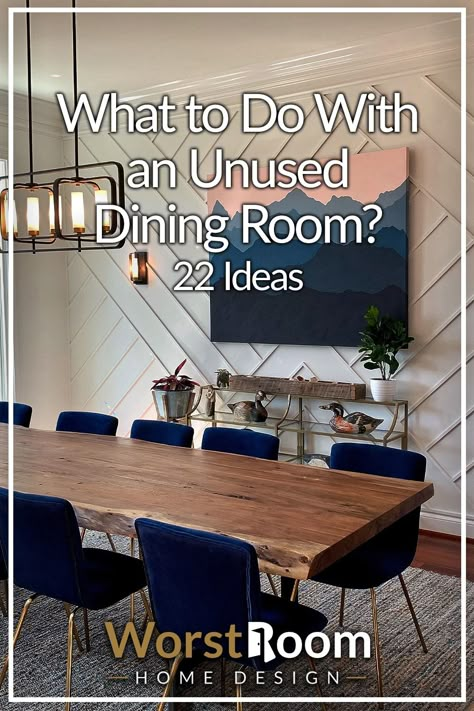 What to Do With an Unused Dining Room? 22 Ideas Other Uses For A Dining Room, Dining Room Not Used As A Dining Room, Uses For Dining Room Space, Dining Room Without Table Ideas, Extra Dining Room Chairs What To Do With, What To Do With A Dining Room Spaces, Dining Room Without Table, Dining Room Tv Ideas, What To Do Instead Of Formal Dining Room