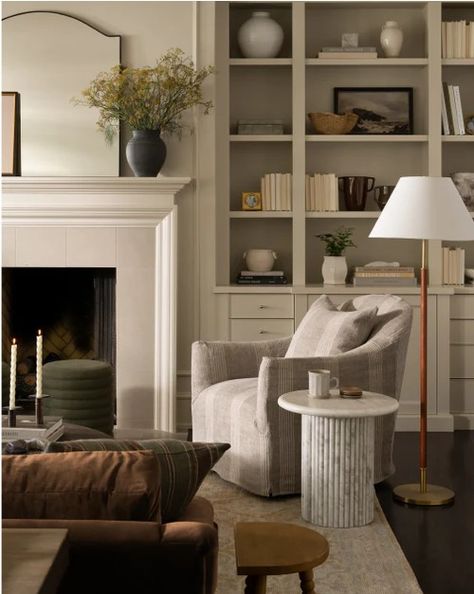 Winter 2024 Collection Masculine Fireplace Decor, Stoffer Home Living Room, Living Room Designs Cream Couch, Studio Mcgee Family Room, Transitional Sitting Room, Photoshoot Angles, Mcgee And Co Living Room, Cozy Tv Room, Craftsman Style Living Room