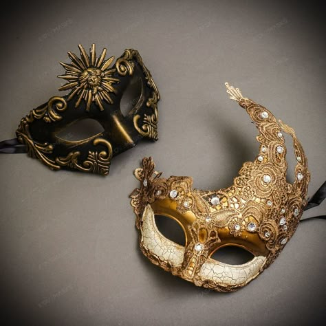 Moon Masquerade Mask, Masquerade Mask Aesthetic, Black And Gold Masquerade Mask, Masquerade Aesthetic, Halloween Masquerade Ball, Masquerade Mask Black, Venetian Costume, Gold Masquerade Mask, Warrior Men