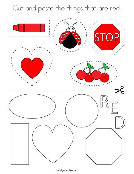 Cut and paste the things that are red Coloring Page - Twisty Noodle Pre K Color Red Activities, Red Preschool Art, Color Red Books Preschool, Learning Color Red Activities, Color Red For Preschool, Color Red Activities For Kindergarten, Activities For The Color Red, Red Activity For Preschool, Red Color Art Craft For Preschool