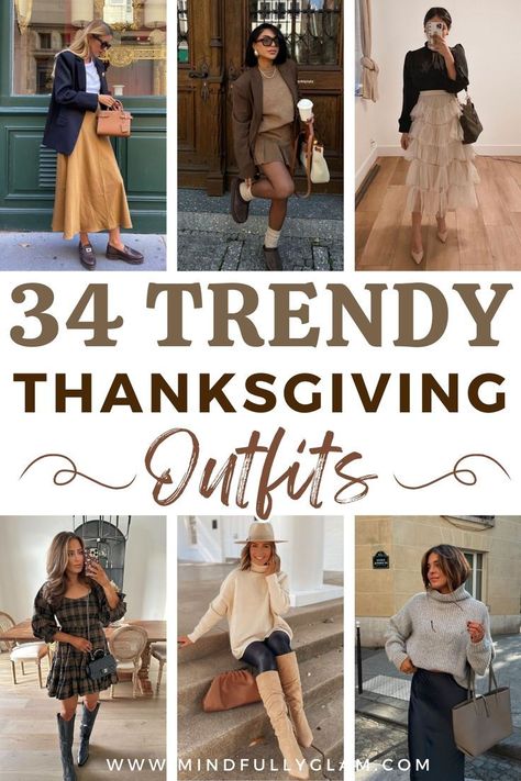 Finding the perfect Thanksgiving outfit can be a challenge amidst all the family gatherings. These stylish ideas will have you looking fabulous while enjoying the festivities. Save this pin for Thanksgiving outfit inspiration you can turn to every year! Womans Thanksgiving Outfits, Thanksgiving Outfit Ideas 2024, Cute And Comfy Thanksgiving Outfits, Thanksgiving Work Outfit, Thanksgiving Outfit For Women Over 40, Thanks Giving Outfits Women Trendy, Outfits For Thanksgiving Women Dinner, Thanksgiving Party Outfit Women, Thanksgiving Fashion Outfit