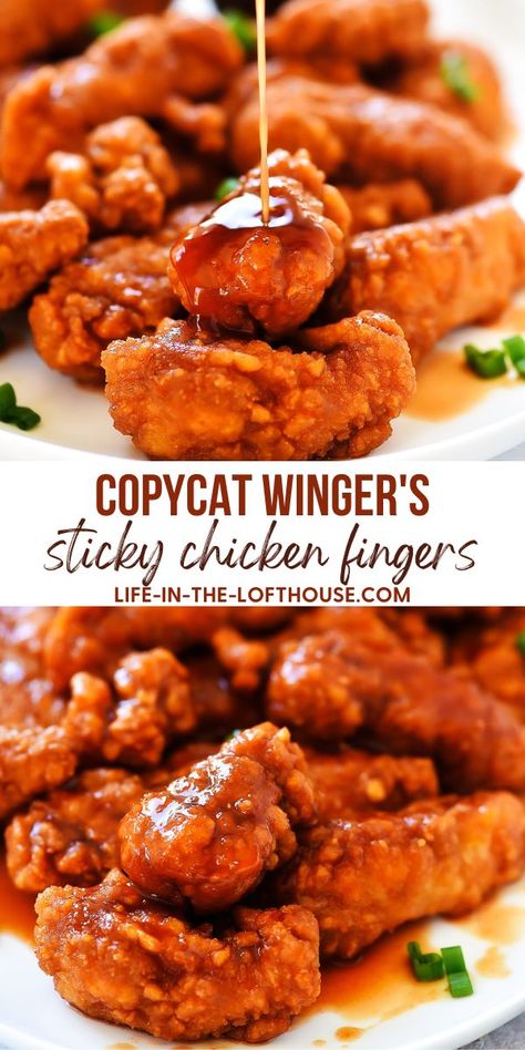 Wingers Sticky Fingers Crispy Chicken Fingers, Life In The Lofthouse, Chicken Finger Recipes, Lakeview Chicago, Chicken Head, Chicken Wing Sauces, Crispy Chicken Tenders, Sweet Chicken, Sticky Chicken