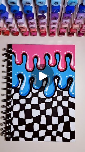 Pinoxart - Eline Suijten on Instagram: "Customized sketchbook cover! . . . #customize #painting #sketchbook #drawing #paintmarkers #markers #paint #colorful #artwork #artoftheday" Sketbook Cover Ideas, Sketch Book Inspiration Creativity, Decorate Sketchbook Cover, Easy Sketch Book Ideas, Sketch Book Front Cover Ideas, Sketchbook Design Cover, Sketchbook Cover Ideas Paint, Painted Journal Covers, Sketchbook Cover Design