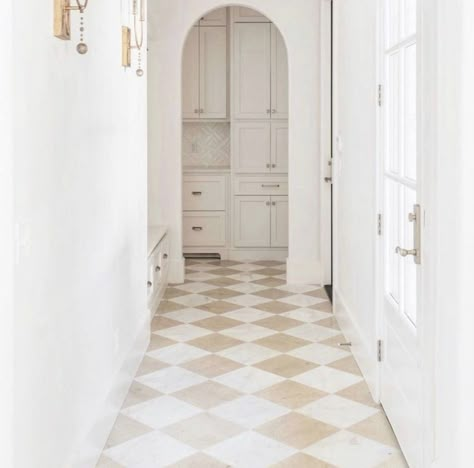 Tan And White Checkered Floor, Checkered Floor Kitchen, Harlequin Tile, Checkered Flooring, Aesthetic Everything, Color Tiles, Entryway Flooring, Checkerboard Floor, Laundry Room Flooring