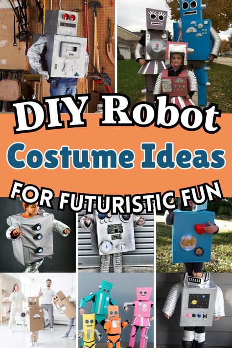 You don’t have to be an advanced engineer to copy one of these futuristic DIY robot costumes. With a few cheap materials, some spare time, and a bit of artistic ability, you can prepare yourself or your little ones for an exciting robot dance party. Diy Robot Costume Toddler, Robot Costume Ideas, Toddler Robot Costume, Robot Costume Diy, Robot Halloween Costume, Homemade Robot, Engineer Costume, Star Wars Costumes Diy, Cardboard Robot