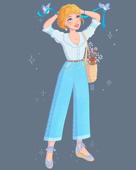 Francisca 🌻 (@vickyillustrations_) • Instagram photos and videos Modern Day Cinderella, Anime Disney, Modern Cinderella, Cinderella Art, Modern Disney Characters, Disney Princess Fan Art, Disney Princess Modern, Cute Disney Drawings, Disney Princess Fashion