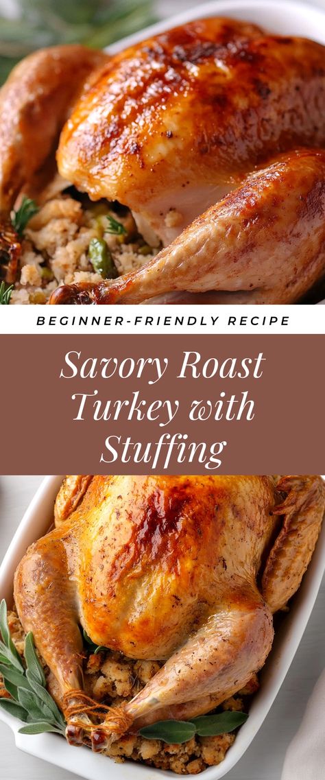 Image for Savory Roast Turkey with Stuffing Stuffing In The Turkey Recipe, Stuffed Roast Turkey Recipes, In Turkey Stuffing Recipes, Moist Turkey Recipes Thanksgiving, Thanksgiving Turkey Oven Recipes, Best Stuffed Turkey Recipe, Roasted Turkey With Stuffing, Traditional Stuffing For Turkey, Savory Turkey Recipe