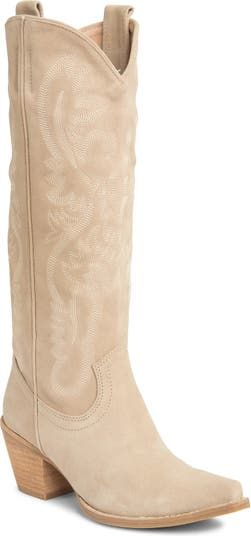 Jeffrey Campbell Cowboy Boots, Light Tan Cowgirl Boots, Womens Western Boots Outfits, Tecovas Boots Women Outfit, Tecovas Boots Women, Knee High Cowgirl Boots, Heeled Cowboy Boots, Knee High Sock Boots, Tall Cowgirl Boots