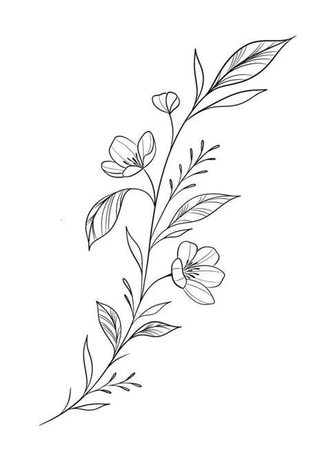 Fine Line Flower Drawings, Flower Band Tattoo Design, Floral Tattoo Flash, Vine Flower Tattoo, Stick N Poke Tattoo Ideas, Fine Line Flower Tattoo, Dnd Character Sheets, Poke Tattoo Ideas, Black And White Flower Tattoo