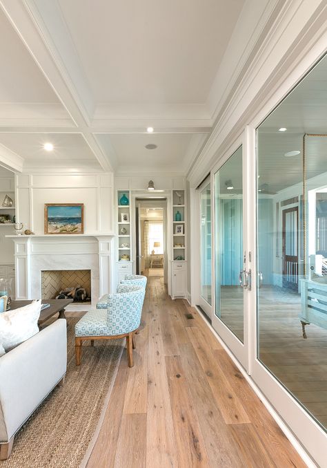 Coastal home flooring ideas and tips. Wood Flooring Dark, Living Room Patio Doors, Modern Wood Flooring, Rustic Floors, Dark Wood Flooring, Coastal Home Ideas, Beach House Flooring, Flooring Modern, Living Room Hardwood Floors