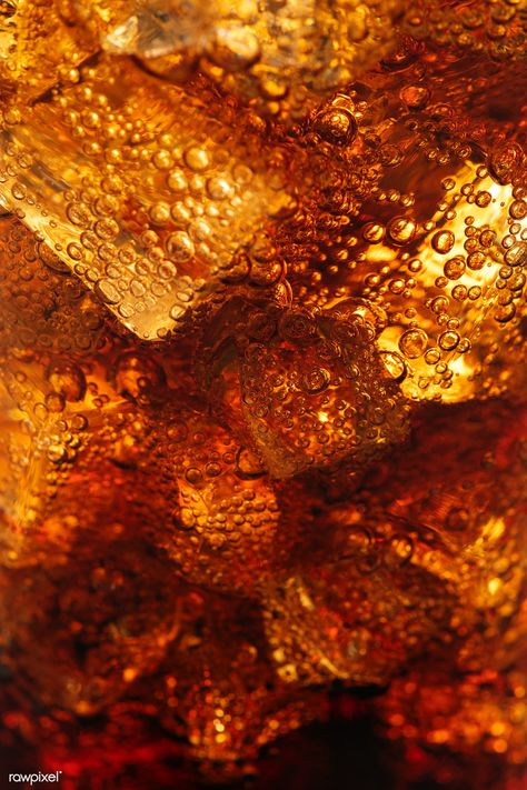 Cold carbonated drink over ice cubes in a glass close up  | premium image by rawpixel.com / Jira Game Card Design, Glass Photography, Fragrance Ingredients, Coke Cola, Fizzy Drink, Water Bubbles, Close Up Photography, Carbonated Drinks, Cold Meals