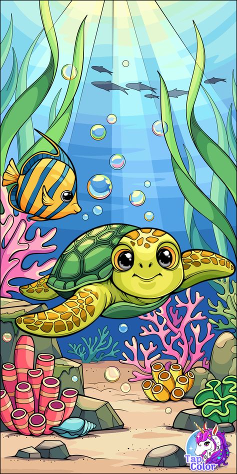 Drawing Cartoon Characters Sketches, Aquarium Drawing, Under The Sea Drawings, Flora And Fauna Drawing, Underwater Drawing, Cartoon Sea Animals, Ocean Drawing, Sea Drawing, Whimsical Art Paintings