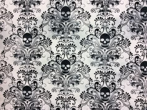 TT67 Gothic Skull Damask Scary Halloween Tattoo Dead Cotton Quilting Fabric Spooky Lifestyle, Witches Lair, Goth House, Tattoo Thoughts, Skull Hand Tattoo, Scrapbook Inspo, Girl Skull, Gothic Pattern, Halloween Props Diy