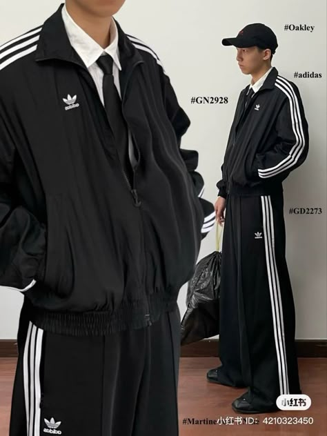 Adidas Tracksuit Aesthetic, Adidas Track Suit Outfit, Adidas Outfit Aesthetic, Adidas Aesthetic, Business Core, Tech Outfit, Looks Adidas, Tracksuit Outfit, Trendy Boy Outfits