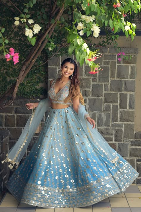 Icy Blue Lehenga, Lehenga For Bride's Sister Indian, Pastel Lengha, Blue And Gold Lehenga, Lehenga For Bride's Sister, Powder Blue Lehenga, Light Blue Lehenga, Blue Lengha, Sky Blue Lehenga