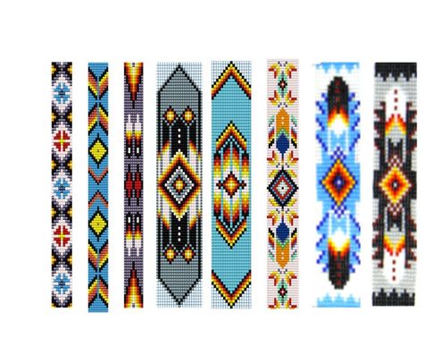 8 Bead Loom Patterns,  American Native Loom Bracelet Patterns, Delica Bead Loom Patterns Bead Bracelet Patterns, Bead Jewelry Patterns, Seed Bead Bracelet Patterns, Beaded Hat Bands, Native American Beadwork Patterns, Seed Bead Jewelry Patterns, Native Beading Patterns, Bead Loom Designs, Native Beading